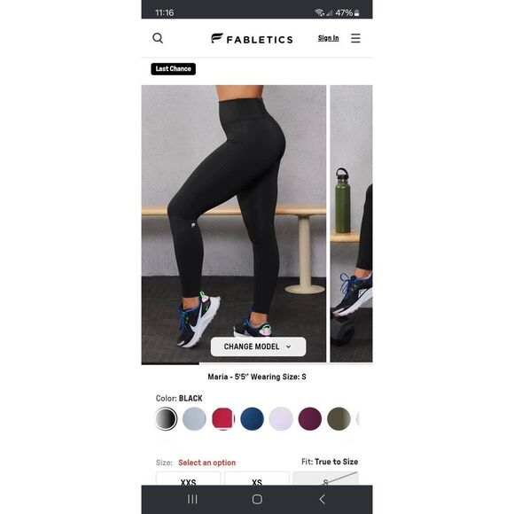 Small Fabletics Black Anywhere Motion365 High Waist Leggings Stretch Athletic - Picture 1 of 7